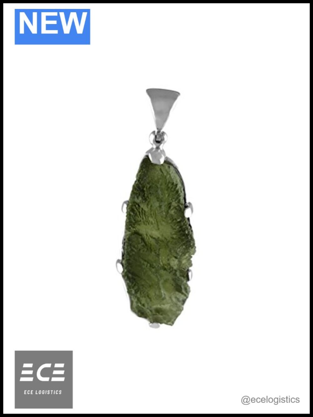 Genuine Moldavite Sterling Silver Pendant 20-30 Carat Collector Necklace